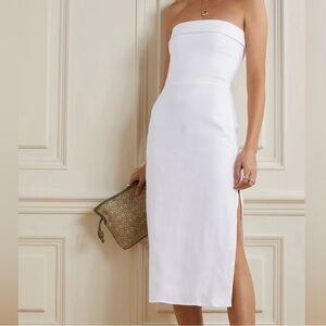 Marcella strapless linen dress white by Reformation